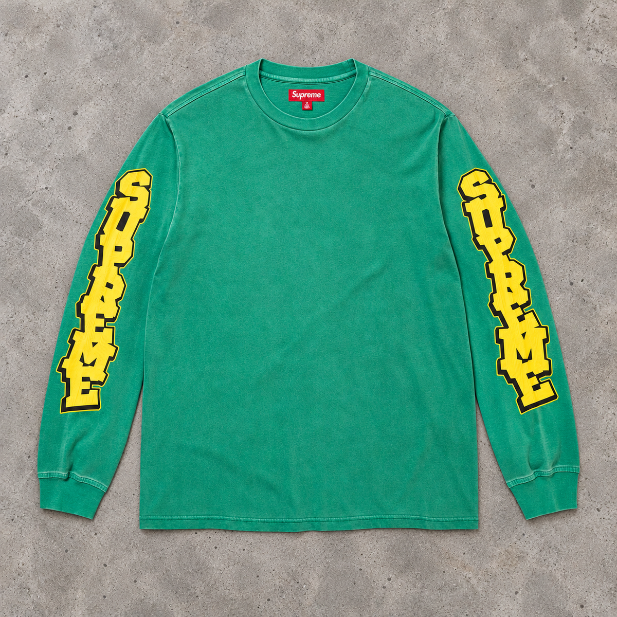 SUPREME 'CRACKED SLEEVE' L/S TOP (WASHED GREEN)