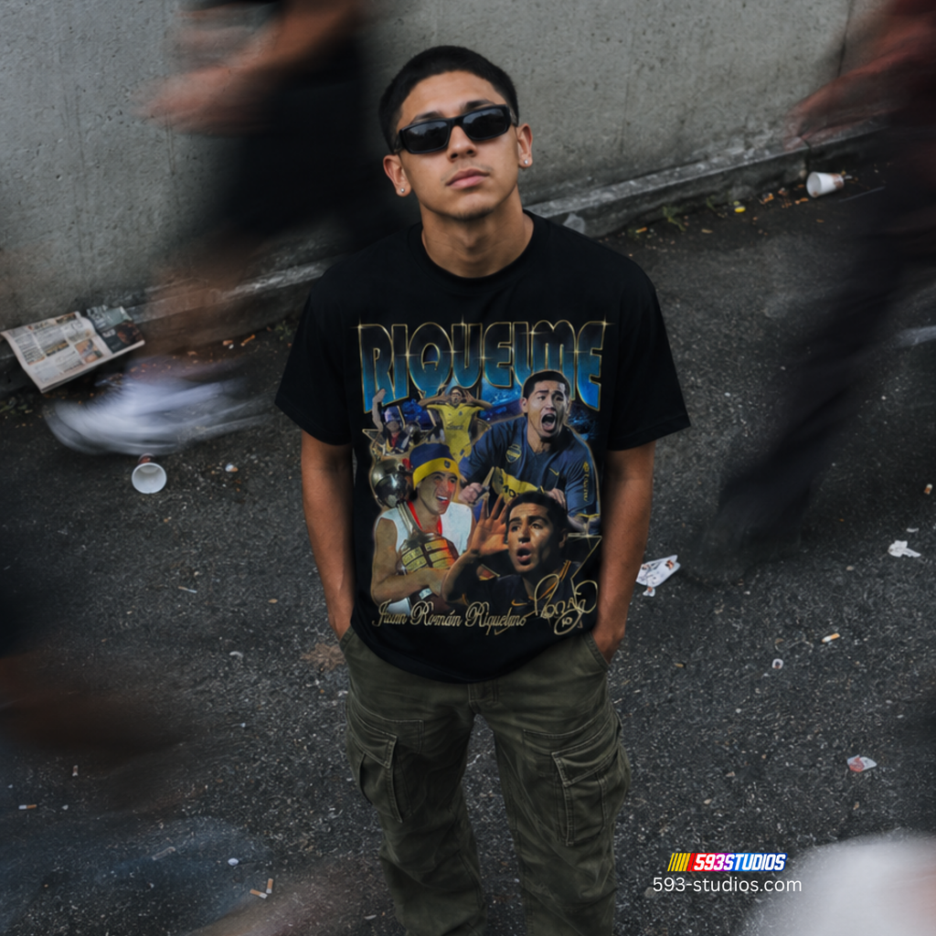 Juan Roman Riquelme — Boca Collage | Black Graphic Tee