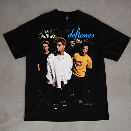 Deftones — Color Band Portrait graphic on a black T-shirt