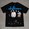 Deftones — Monochrome Band Portrait graphic on a black T-shirt