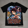 Demon Slayer graphic on a black Shaka Wear T-shirt