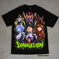 Evangelion graphic on a black Shaka Wear T-shirt