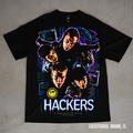 Hackers graphic on a black Shaka Wear T-shirt