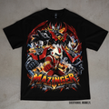 Mazinger graphic on a black Shaka Wear T-shirt