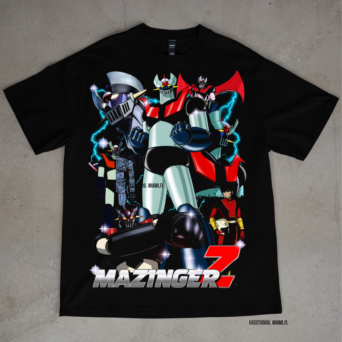 Mazinger Z — Classic Robot Graphic graphic on a black T-shirt
