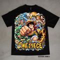 One Piece Adventure graphic on a black Shaka Wear T-shirt