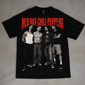 Red Hot Chili Peppers — Band Portrait graphic on a black T-shirt