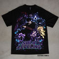 Solo Leveling graphic on a black Shaka Wear T-shirt